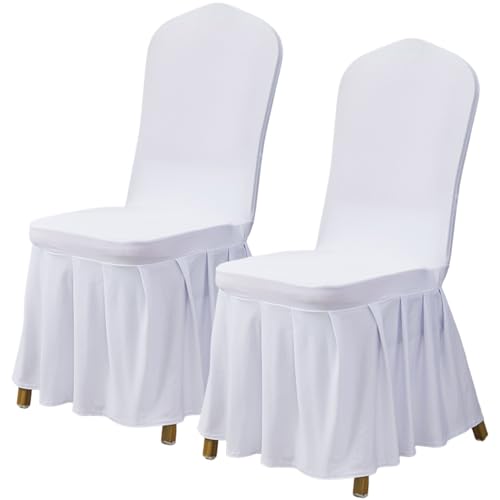 Stuhlbezug für Wohnheim 2-teilig dehnbarer Schreibtischstuhlbezug für Wohnheime mit Rock weicher Sitzschutz aus Polyester für Esszimmer von Neroyaner