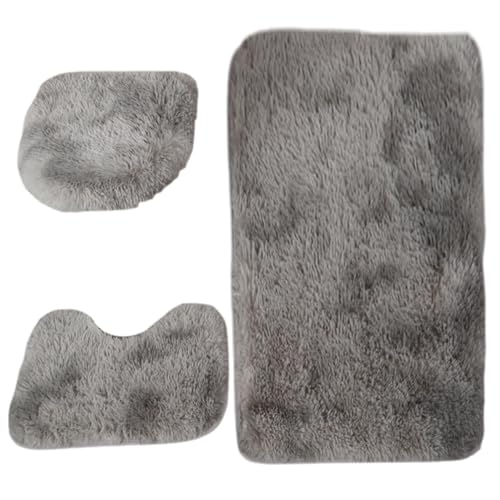 Toilettendeckel- und Teppichset (3-teilig) Flauschiges Badezimmerteppichset inklusive Deckelbezug U-förmigem Teppich und Fußmatte Rutschfester dekorativer Toilettendeckelbezug Teppichset von Neroyaner