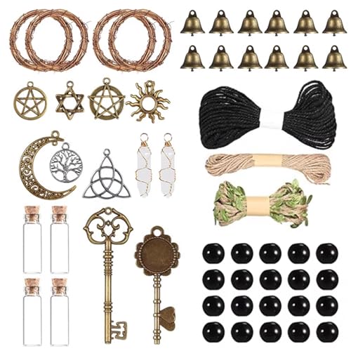 Windspiele für draußen Mini-Hexen-Windspiel-Set mit Weinkranz und dekorativem Zubehör DIY-Windspiele für draußen Stil 3 für Windspiele für draußen Mini-Hexen-Windspiel-Set mit Weinkranz und dekorativem Zubehör DIY-Windspiele für draußen Stil 3 für von Neroyaner