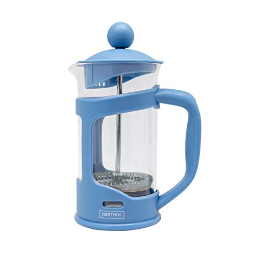 NERTHUS FIH 791 Französische Kaffeemaschine, PP/Borosilikatglas/SS, blau, 350 ml von NERTHUS