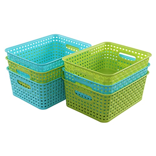 Nesmilers Gewebter Aufbewahrungskorb, Kunststoff-Aufbewahrungskorb für Badezimmer, 6 Stück Nesmilers Gewebter Aufbewahrungskorb, Kunststoff-Aufbewahrungskorb für Badezimmer, 6 Stück von Nesmilers