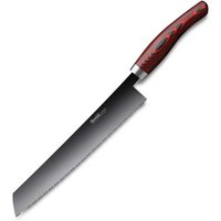 Nesmuk Janus Brotmesser 27 cm - Niobstahl mit DLC-Beschichtung - Griff Micarta rot von Nesmuk