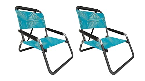Neso 2 Pack XL Strandkörbe, extra groß, wasserabweisend, mit Schultergurt und Einschubtasche – dünn faltbar (Aqua Fronds) von Neso