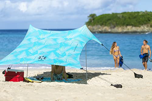 Neso Strandzelt mit Sandanker, tragbares Sonnendach - 2,1m x 2,1m – Patentierte mit verstärkten Ecken zur Stabilisierung (Aqua-Wedel) von Neso