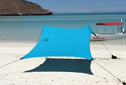 Neso Strandzelt mit Sandanker, tragbares Sonnendach - 2,1m x 2,1m – Patentierte mit verstärkten Ecken zur Stabilisierung (Blaugrün) von Neso