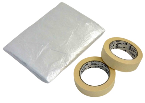 Nespoli Abdeckfolie 4 x 5 m mit 2 x Flachkreppband 30 mm x 50 m von Nespoli
