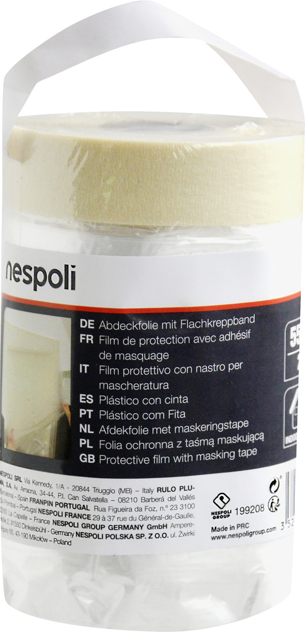 Nespoli Abdeckfolie mit Flachkreppband 25 m x 55 cm von Nespoli