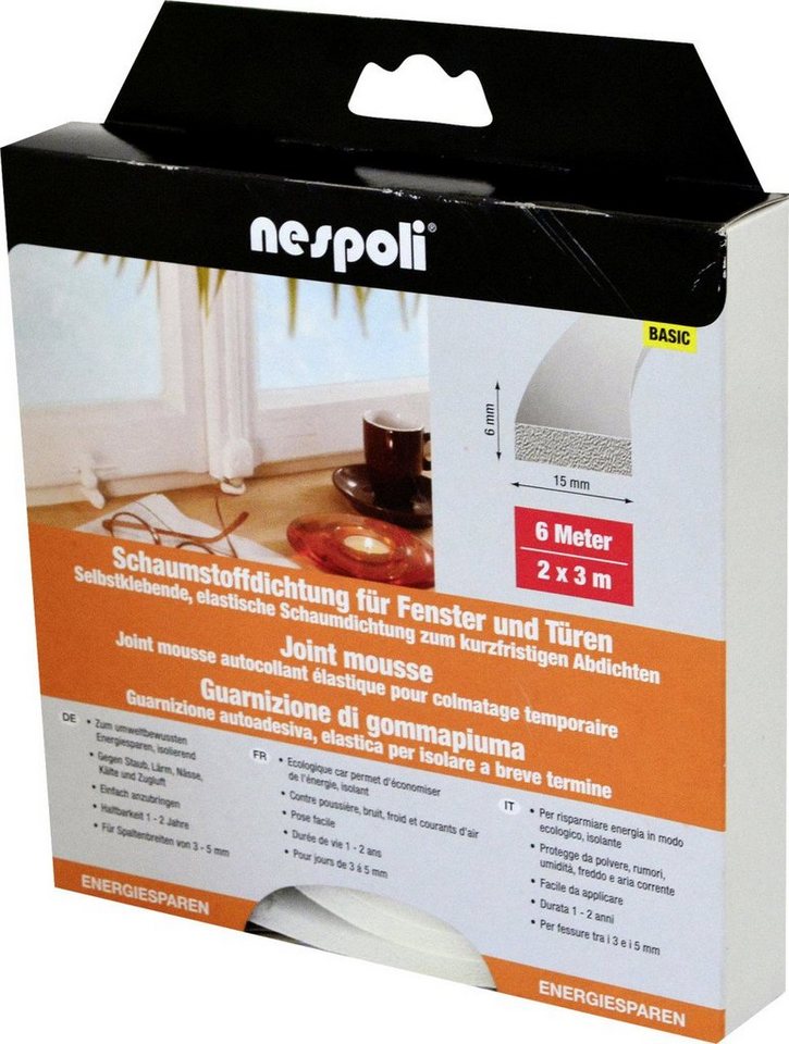 Nespoli Rollladenprofil Nespoli Fenster- und Türdichtung 15 x 6 mm je 3 m von Nespoli