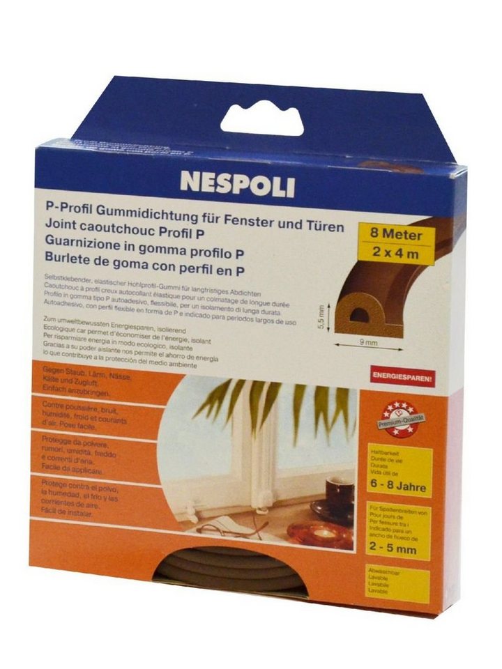 Nespoli Türbodendichtung Nespoli Fenster- und Türdichtung mit P-Profil je 4 von Nespoli