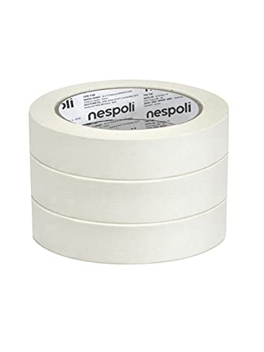 Nespoli Klebeband aus Papier in Packung mit 3 Rollen, 3 Maler-Bänder für Innenräume 25 mm x 50 m, DIY-Lackierung, gummiertes Papier für leicht zu reißen, sichere Haftung von Nespoli