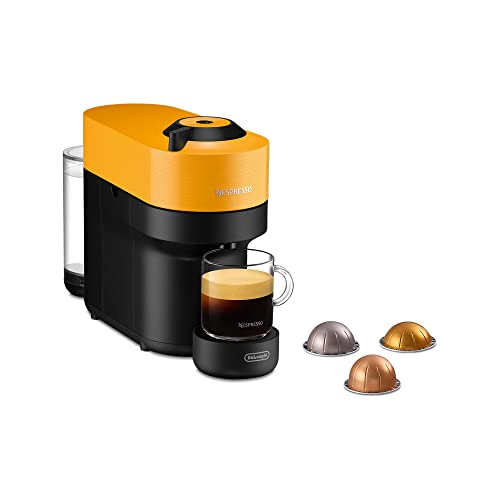 Nespresso De'Longhi ENV90.Y Vertuo Pop, Kaffeekapselmaschine, bereitet 4 Tassengrößen zu, Centrifusion-Technologie, Willkommens-Paket Inbegriffen, 1260W, 0,56 l, Mango Yellow von Nespresso