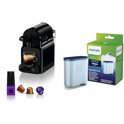 Nespresso De'Longhi EN 80.B Inissia, Hochdruckpumpe, Energiesparfunktion & Philips AquaClean Kalk- und Wasserfilter für Espressomaschine, Kein Entkalken bis 5000 Tassen, Einzelpack von Nespresso