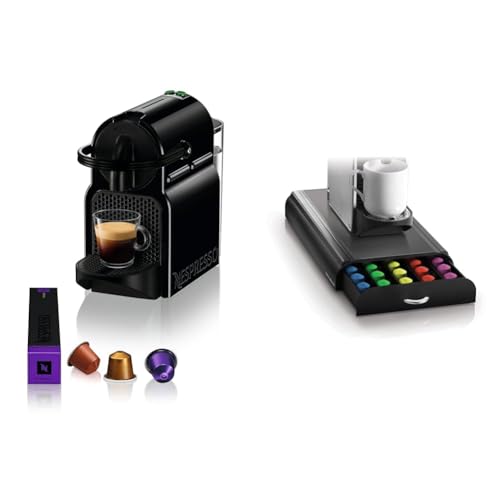 Nespresso De'Longhi EN 80.B Inissia, Hochdruckpumpe & Mind Reader NESTRY4PC-BLK Kaffeekapsel-Schublade Kompatibel Kapseln, Kunststoff, schwarz, 9.21 x 15.94 x 2.36 von Nespresso