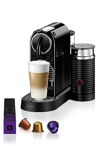 Nespresso De'Longhi EN267.BAE Citiz Kaffeemaschine mit Milchaufschäumer, Energiesparfunktion, 1710W, 1 Liter, 37.2 x 21.8 x 27.7 cm, Schwarz von Nespresso