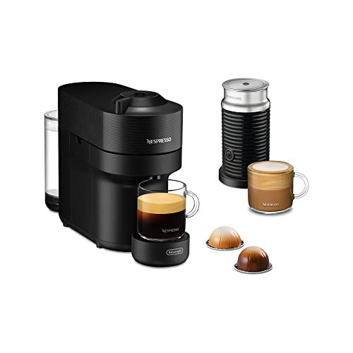 Nespresso De'Longhi ENV90.BAE Vertuo Pop, Kaffeekapselmaschine + Aeroccino Milchaufschäumer, bereitet 4 Tassengrößen zu, Centrifusion-Technologie, Willkommens-Paket Inbegriffen, 1260W, Liquorice Black von Nespresso