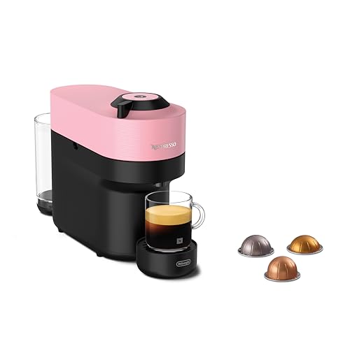 Nespresso De'Longhi Kapsel-Kaffeemaschine Vertuo Pop ENV90.P, Cold Brew-Funktion, 4 Tassengrößen, Bluetooth & WLAN-Konnektivität, 1-Tassen-Kaffeemaschine inkl. Willkommenspaket, Rosa von Nespresso