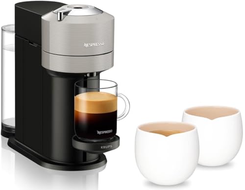 Nespresso Krups Vertuo Next Kaffeemaschine, Kaffeekapselmaschine + Origin Lungo Tassen (2 x 180 ml) I Kaffee Kapselmaschine mit Automatische Abschaltung I Kurze Aufheizzeit, One-Touch-System von Nespresso