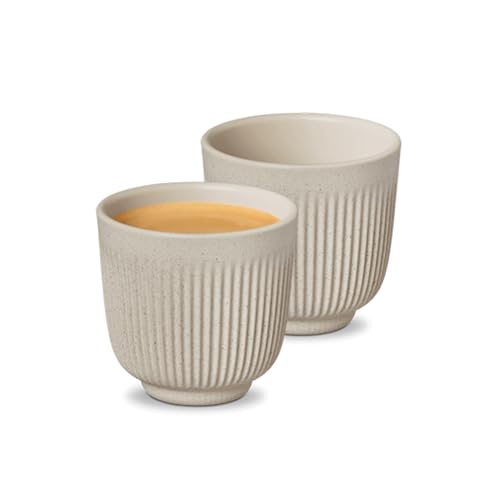 Nespresso LOOP Espresso Tassen Set (2 x 80ml), moderne Coffee Cups aus 30% Kaffeeschalenresten, spülmaschinenfest, bruchsicher, elegant in beige von Nespresso