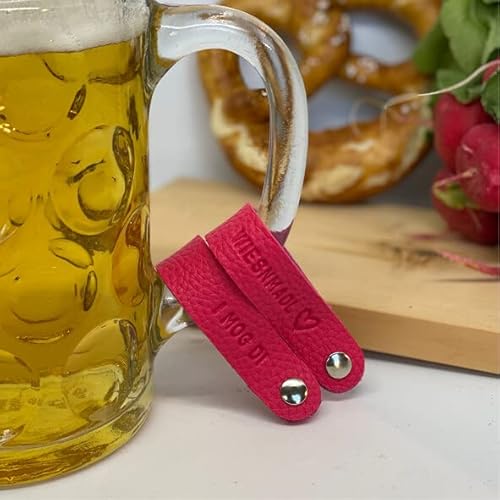 Nessis Manufactur Henkel Maßkrugband Bierkrugmarkierer Biergkrugband Oktoberfest Wiesnmald/Lausbua/I mog di (I mog di - Pink) von Nessis Manufactur