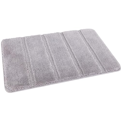 Nest & Nibble Home Essentials Badezimmermatte, rutschfest, super saugfähig, maschinenwaschbar, WC-Vorleger, Duschmatte, weiche, dicke Mikrofaser, Badezimmerteppich, Grau, 60 x 110 cm von Nest & Nibble