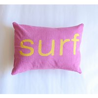 Surf Kissen - Boho Strand Dekor Küsten Modernes Kinderzimmer Rosa Und Gelb von NestaHome