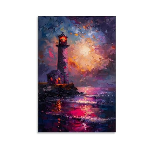 Nestemfo Leuchtturm-Poster mit violettem Ozean, Kunstdruck, Gemälde, Büro, Zuhause, Wanddekoration, 40 x 60 cm Nestemfo Leuchtturm-Poster mit violettem Ozean, Kunstdruck, Gemälde, Büro, Zuhause, Wanddekoration, 40 x 60 cm von Nestemfo