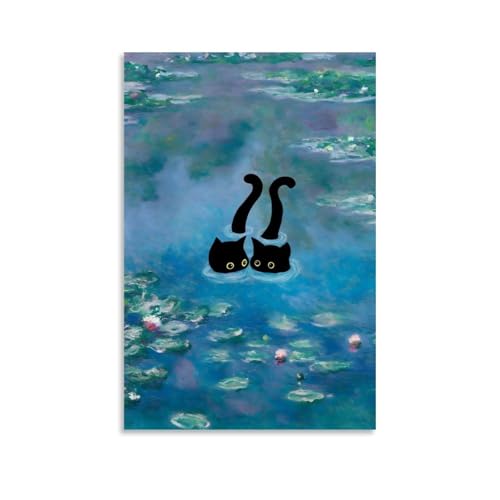 Nestemfo Monet Wasserlilien, Katzen-Poster, Leinwand, Kunst, Gemälde, Büro, Zuhause, Wanddekoration, 50 x 75 cm Nestemfo Monet Wasserlilien, Katzen-Poster, Leinwand, Kunst, Gemälde, Büro, Zuhause, Wanddekoration, 50 x 75 cm von Nestemfo