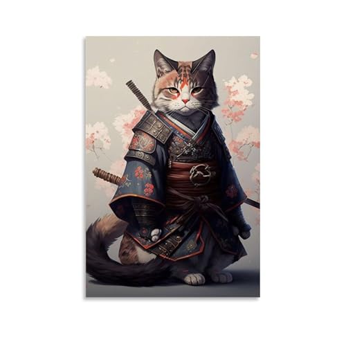 Nestemfo Poster mit Samurai-Katze, Leinwand-Kunst, Gemälde, Büro, Zuhause, Wanddekoration, 50 x 75 cm Nestemfo Poster mit Samurai-Katze, Leinwand-Kunst, Gemälde, Büro, Zuhause, Wanddekoration, 50 x 75 cm von Nestemfo