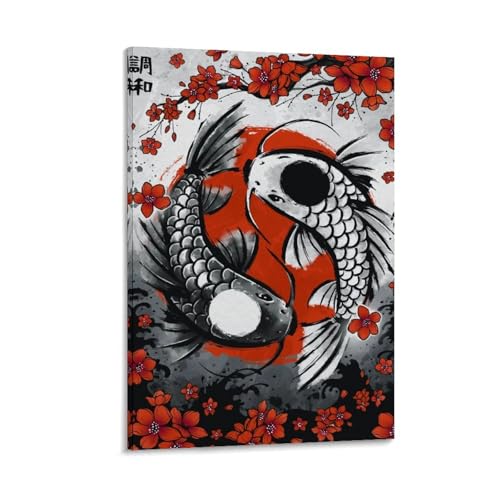 Nestemfo Poster mit japanischem Koi-Karpfen-Motiv, Leinwand, Kunst, Gemälde, Büro, Zuhause, Wanddekoration, 60 x 90 cm Nestemfo Poster mit japanischem Koi-Karpfen-Motiv, Leinwand, Kunst, Gemälde, Büro, Zuhause, Wanddekoration, 60 x 90 cm von Nestemfo