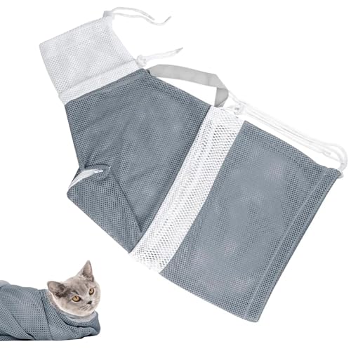 Verstellbarer Katzenbadetasche, Katzenduschtasche, Katzen-Waschbeutel, Welpen-Hunde-Haustier-Reinigungs-Duschnetz-Tasche, Katzenpflege-Beutel zum Baden von Katzen, Anti-Biss und von Nesthetics