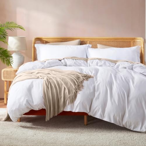 Nestl Bedding – 3-teiliges Bettwäscheset aus der sehr weichen, doppelt gebürsteten Hotelkollektion aus Mikrofaser –Deckenbezug mit Knopfverschluss und 2 Kissenbezüge, weiß, King-Size (229 x 264 cm) von Nestl Bedding