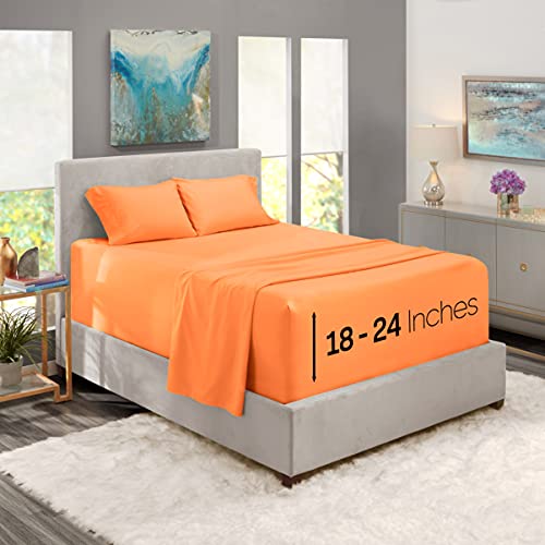 Nestl Extra Tiefe Bettlaken – Queen-Size-Größe, passend für Matratzen von 45,7-61 cm, 4-teiliges Set, Aprikosen-Buff Orange von Nestl