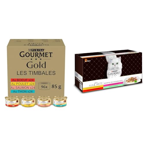 Nestlé PURINA Gourmet Gold & Gourmet A la Carte Katzenfutter nass, Mix aus Rind, Huhn, Lachs & Thunfisch, 60er Pack (60 x 85g) von Nestlé