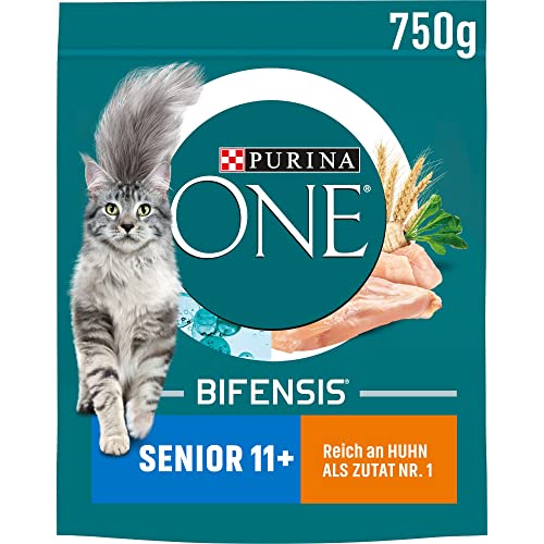 PURINA ONE BIFENSIS Senior 11+ Katzenfutter trocken, reich an Huhn, 6er Pack (6 x 750g) von Nestle