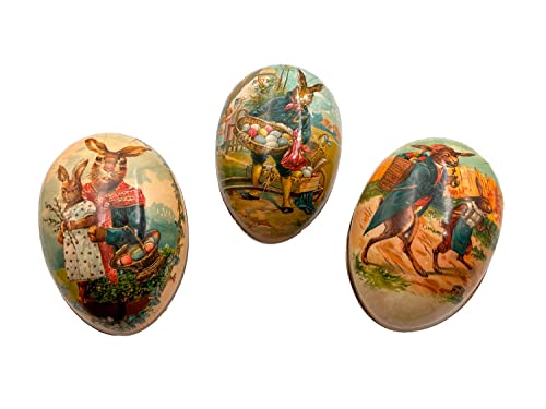 Nestler 3er Set Große Ostereier zum Befüllen - Handgemachte Eier aus Pappe in verschiedenen Größen - Wunderschönes Motiv Landidylle - Liebevolles Ostergeschenk (9cm) von Nestler