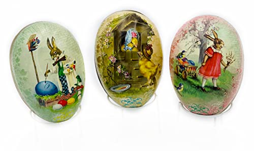 Nestler 3er Set Ostereier zum Befüllen Größe 12 cm - Handgemachte Eier aus Pappe in verschiedenen Größen - Motiv Vintage II - Liebevolles Ostergeschenk (12cm) von Nestler