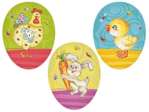 Nestler 3er Set Ostereier zum Befüllen Größe 15 cm - Handgemachte Eier aus Pappe in verschiedenen Größen - Motiv Comic - Liebevolles Ostergeschenk (15cm) von Nestler