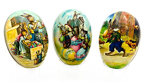 Nestler 3er Set Ostereier zum Befüllen Größe 9 cm - Handgemachte Eier aus Pappe in verschiedenen Größen - Motiv Festtagszeit - Liebevolles Ostergeschenk (9cm) von Nestler