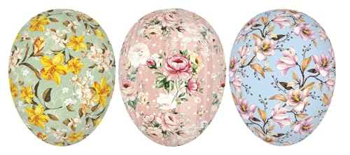 Nestler 3er Set Ostereier zum Befüllen - Handgemachte Eier aus Pappe in verschiedenen Größen - Wunderschönes Motiv Blütenpracht - Liebevolles Ostergeschenk (18 cm) von Nestler