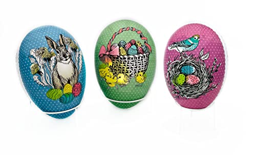 Nestler 3er Set Ostereier zum Befüllen Verschiedene Größen Motiv - Stilvolles Ostern - Handgemachte Eier aus Pappe - EIN liebevolles Ostergeschenk Osterei (15 cm) (15 cm) von Nestler