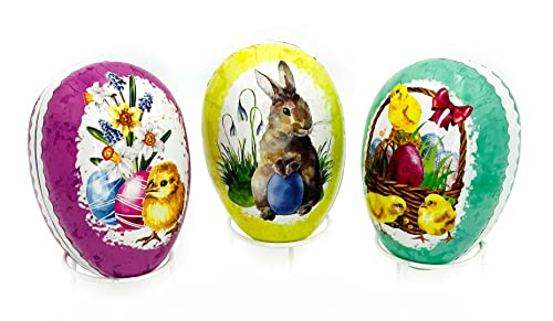 Nestler Ostereier zum Befüllen, Motiv: Osterfest, Osterhase, Küken, Handgemachte Eier aus Pappe - Liebevolles Ostergeschenk (12 cm) von Nestler