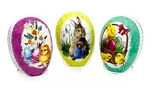 Nestler Ostereier zum Befüllen, Motiv: Osterfest, Osterhase, Küken, Handgemachte Eier aus Pappe - Liebevolles Ostergeschenk (18 cm) von Nestler