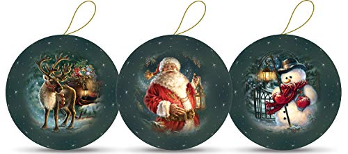 Nestler Weihnachtskugeln aus Pappe zum Füllen, Motivserie Dezembernächte- Christbaumkugeln Set aus 3 Motiven (10 cm) von Nestler