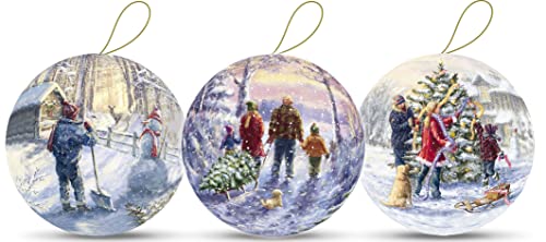 Nestler Weihnachtskugeln aus Pappe zum Füllen, Serie Familienzeit - Christbaumkugeln Set aus 3 Motiven (8 cm) von Nestler