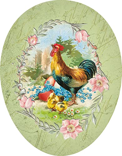 Nestler XL Osterei zum Befüllen 25cm - Handgemachte Eier aus Pappe mit Motiv Osterglück Hahn- Liebevolles Ostergeschenk von Nestler