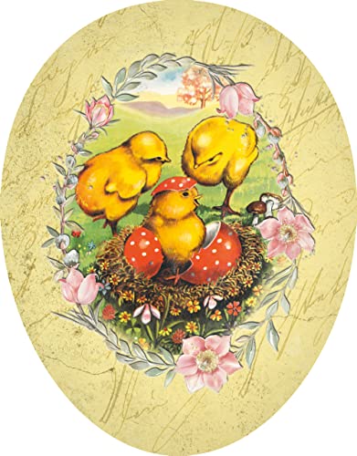 Nestler XL Osterei zum Befüllen 25cm - Handgemachte Eier aus Pappe mit Motiv Osterglück Küken- Liebevolles Ostergeschenk von Nestler
