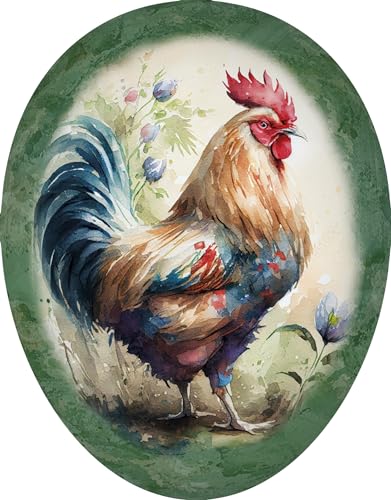 Nestler XXL 35cm Osterei zum Befüllen - Handgemachte Eier aus Pappe mit wunderschönen Motiven - Liebevolles Ostergeschenk (Hahn grüner Fond) von Nestler