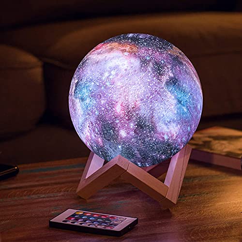 Mondlampe 15 CM 3D Mondlicht 16 Farben mit Holzständer Remote/Touch Control USB Aufladung Nachtlicht, Geschenke für Frauen Mädchen Jungen, Zimmer Dekor Geschenk von Nestling