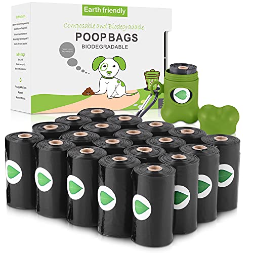 Nestling® Biologisch abbaubare dickere Hundekotbeutel mit Spender 300 Hundekotbeutel dick stark aus Maisstärke pflanzlich (schwarz) von Nestling