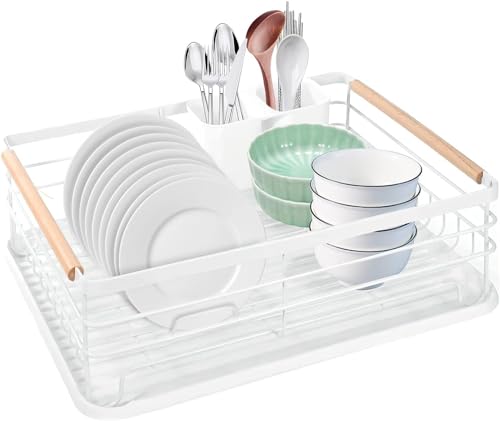 Nestling® Geschirrablaufgestell mit abnehmbarer Wasserplatte, Geschirrregal, Geschirrtrockner Rack für Küchenspüle (Weiß) von Nestling